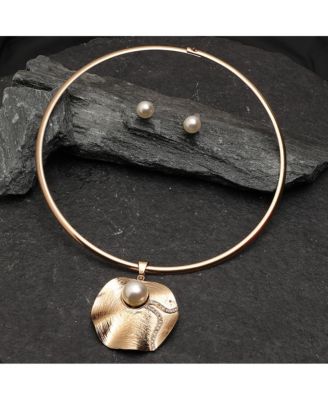 Gold-Plated Pearl Jewellery Set