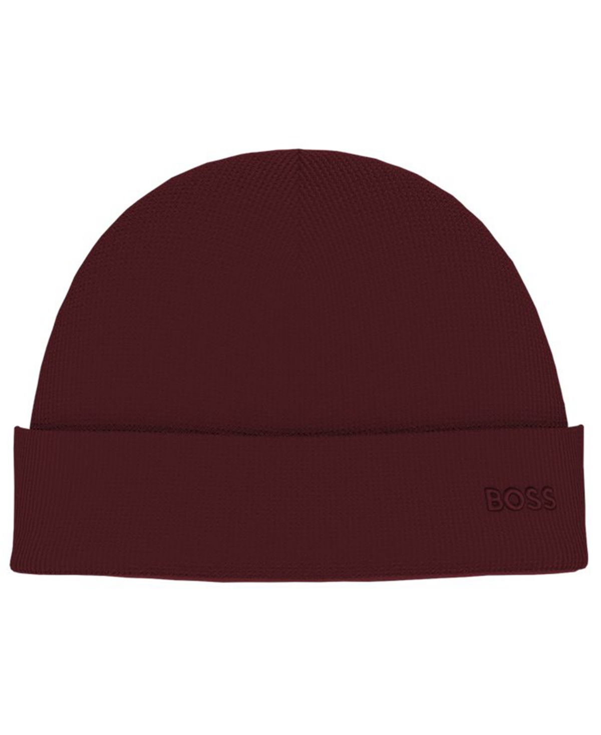 Hugo Boss Men's Waffle Logo Detail Beanie In Burgundy