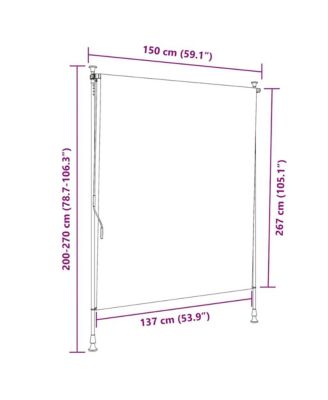Outdoor Roller Blind Yellow and White Steel, Polyester