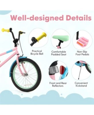 Kids Bike with Adjustable Handlebar and Saddle Pink-18 Inches