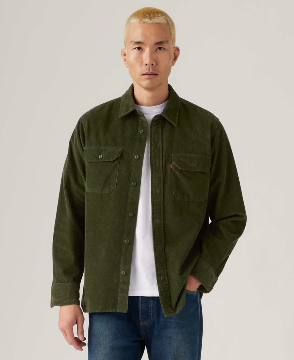Levi's Men's Relaxed Fit Long Sleeve Button Front Worker Shirt In Green