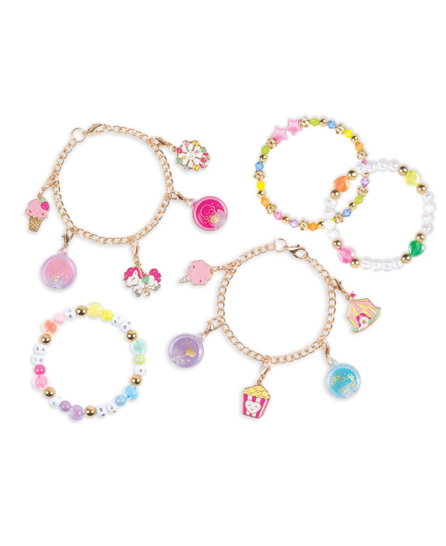 Детские игрушки Make It Real Carnival-Themed Strawberry-Scented Lip Gloss Sweet Spin 5-Piece Bracelet Set, Ages 8+, цвет: Разноцветный — фото 4
