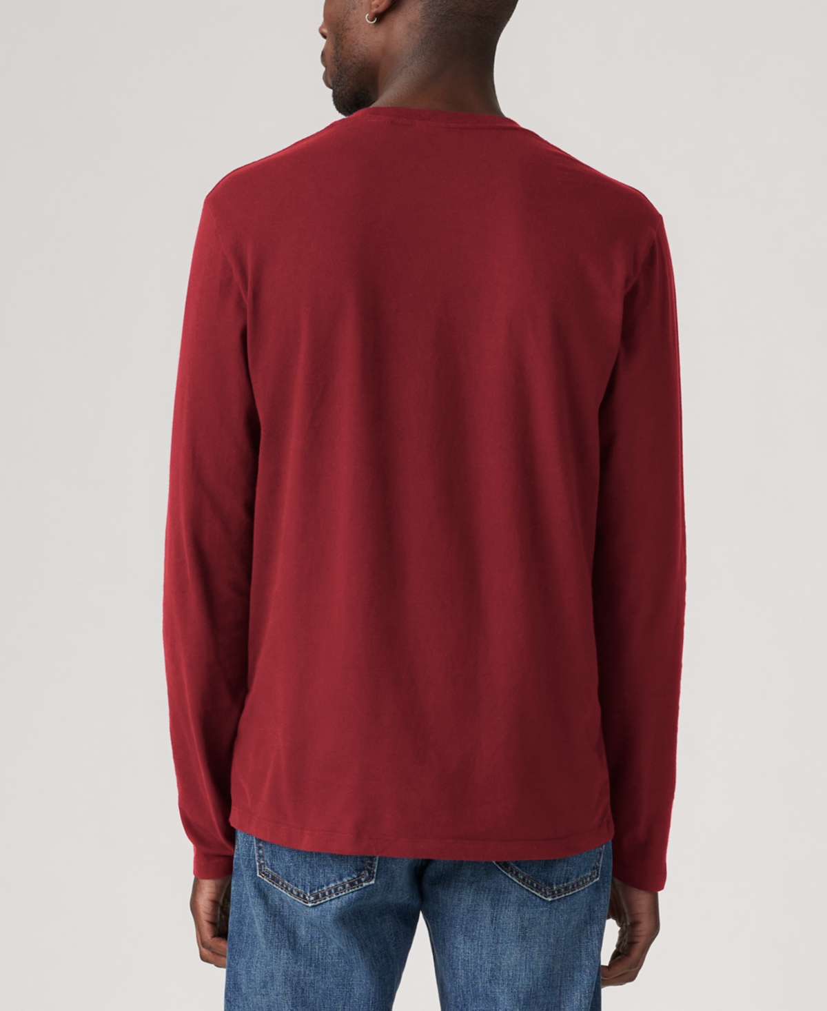 Levi's Men's Long Sleeve Crewneck Pocket T-shirt In Burgundy