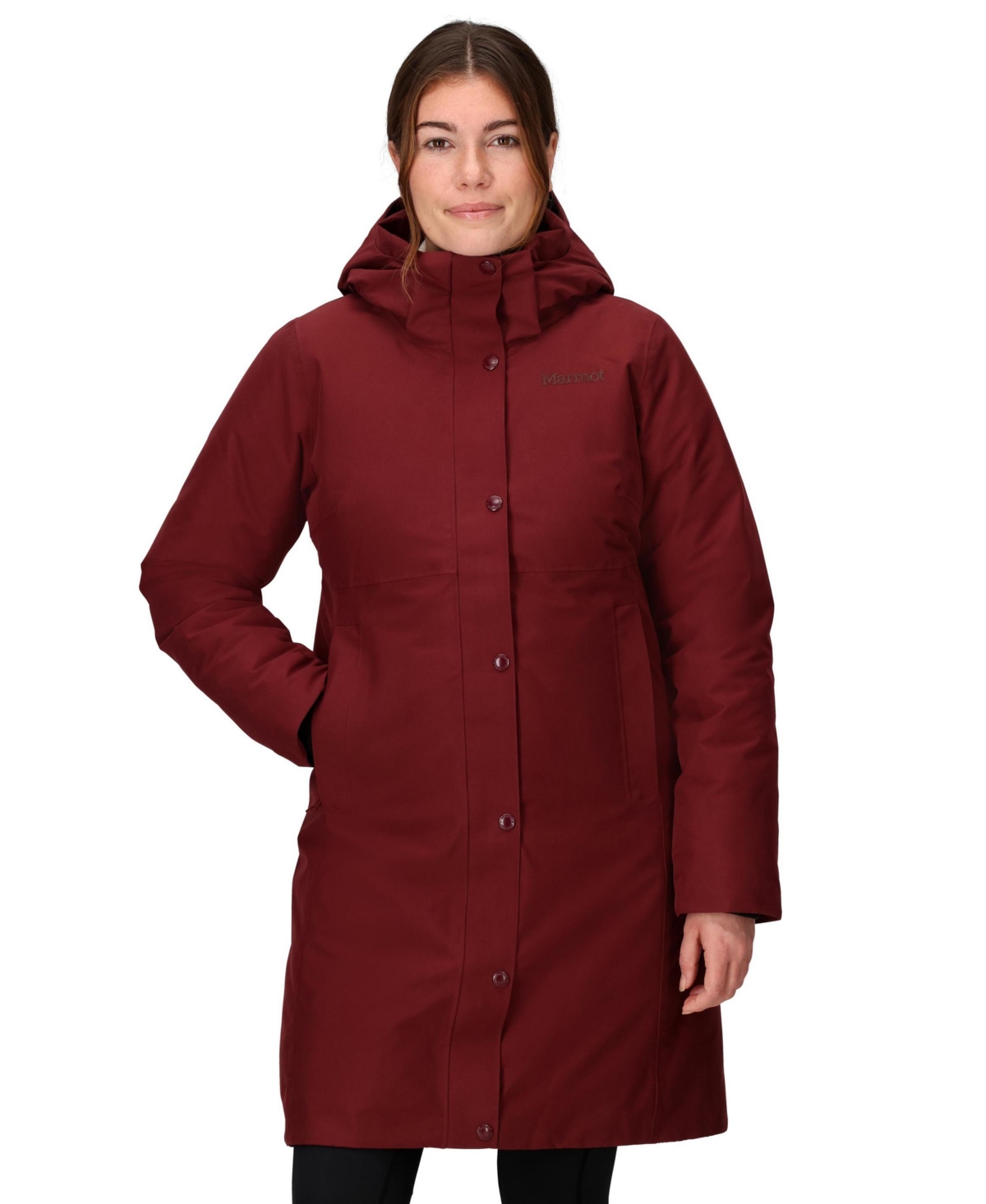 Marmot Women's Chelsea Hooded Waterproof Down Coat In Burgundy