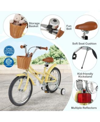 18 Inch Kids Bike Adjustable Bicycle with Reflectors and Bell for Children 4-8 Years Old-18 inches