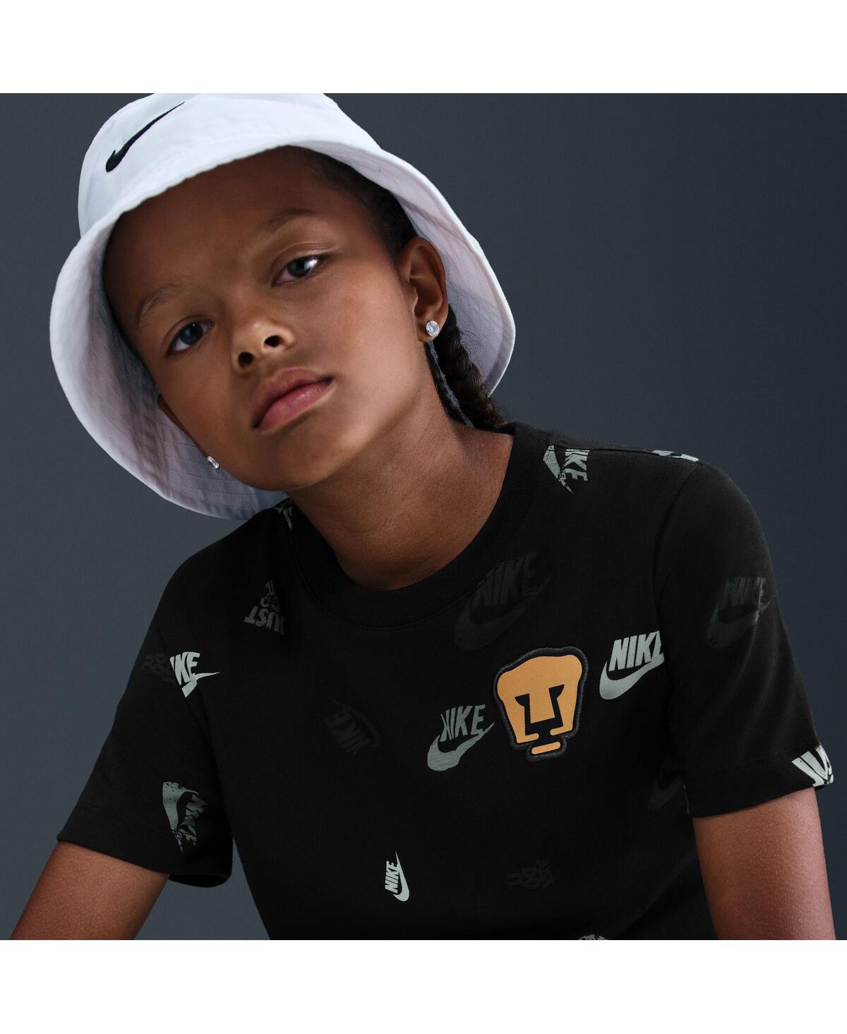 Nike Big Boys and Girls Black Pumas Just Do It Crest T-Shirt