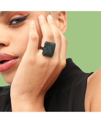Women's Green  Embellished Cluster Cocktail Ring