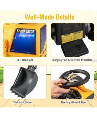 Kids ASTM Certificated Powered Ride On Bulldozer with Front Digger Shovel-Yellow