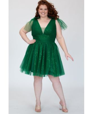 Sparkle Tulle Navy Blue Cocktail Party Dress with Bows