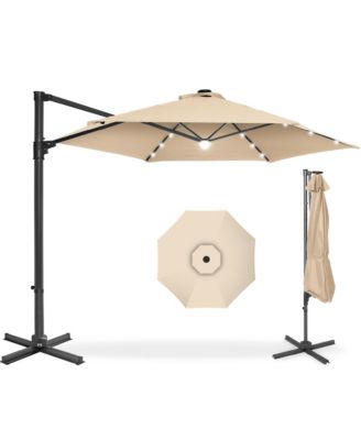 10ft 360degree(s) Rotating Cantilever Easy Auto Open Patio Umbrella w/ Solar LED Lights