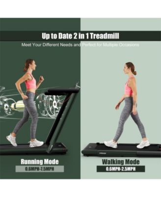 2.25HP 2 in 1 Folding Treadmill with APP Speaker Remote Control-Green