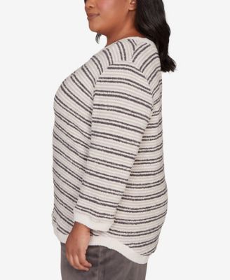 Plus Size Calm Luxe Eyelash Striped Knit Top