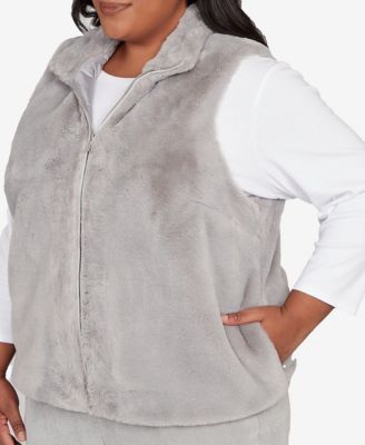 Plus Size Stockbridge Plush Zip Front Vest Jacket