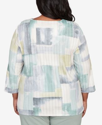 Plus Size Stockbridge Soft Colorblock Rib Texture Knit Top