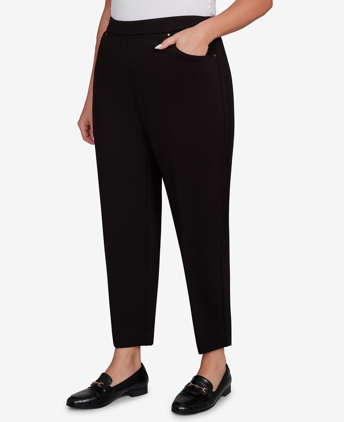 Alfred Dunner Plus Size Barcelona Stretch Ponte Knit Average Length Pant In Black