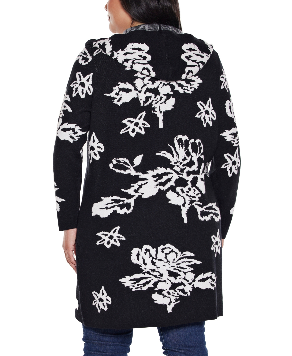 Belldini Plus Hooded Fall Botanicals Coatigan Sweater