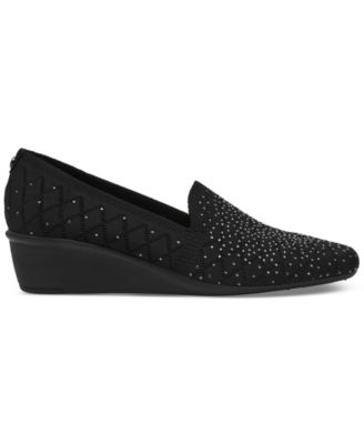 Anne Klein Women's Wendell-C Rhinestone Wedge Loafers