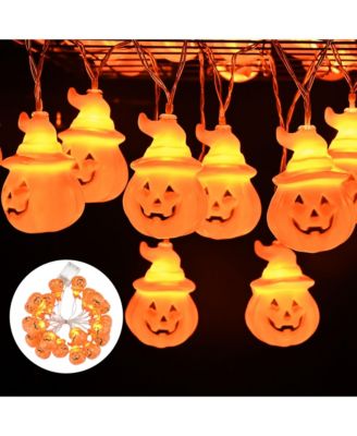 Halloween Pumpkin String Light with Garden Flag Full Moon Jack O Lantern Outdoor Yard Decorations 2025