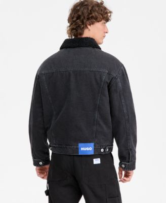 Dex Stone Wash Denim Trucker Jacket with Fleece Collar