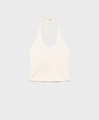 Women's Metallic Appliques Halter Neck Top