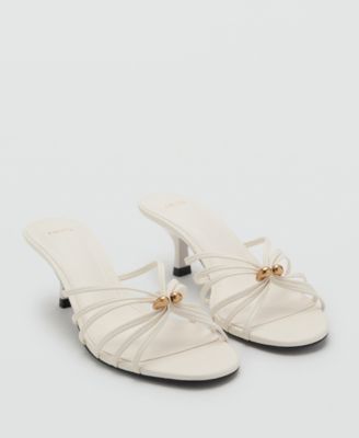 MANGO - Women's Metallic Detail Kitten Heel Sandals