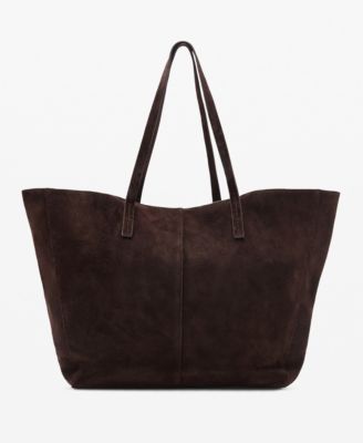 MANGO - Women's Suede Leather Shopper Bag