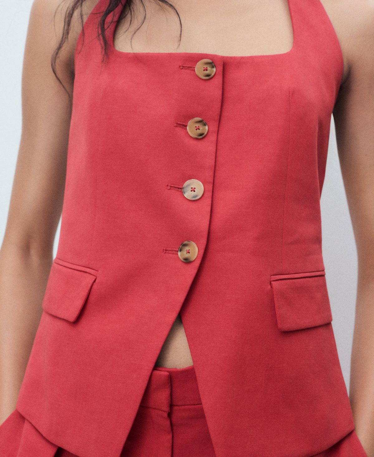 Mango Women's Linen-Blend Suit Vest