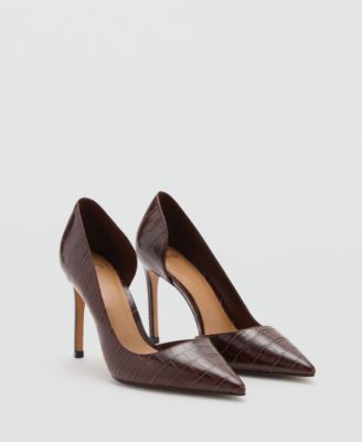 MANGO - Women's Croc-Effect Heeled Shoes