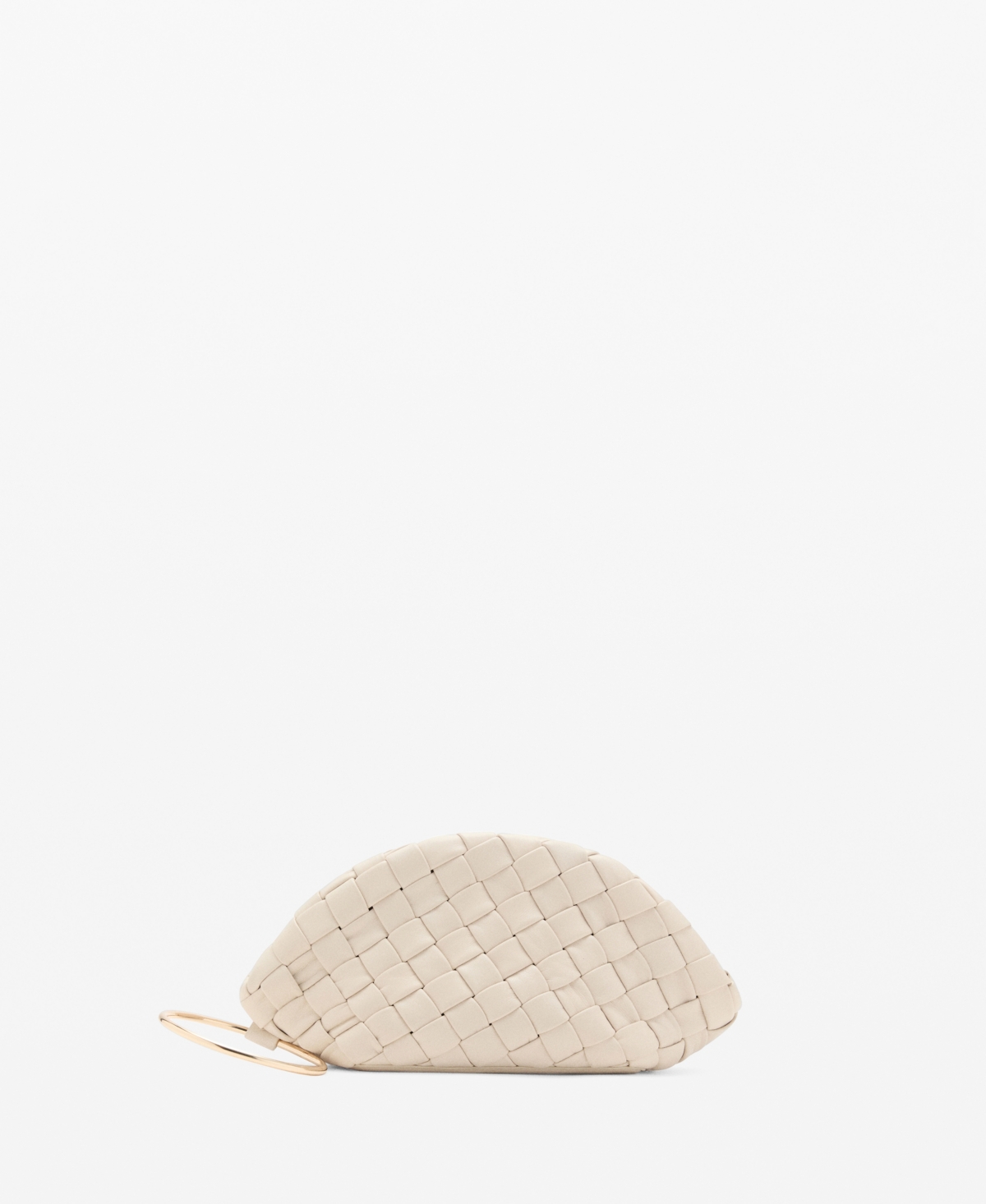 Mango Women's Braided Leather Clutch Bag In White