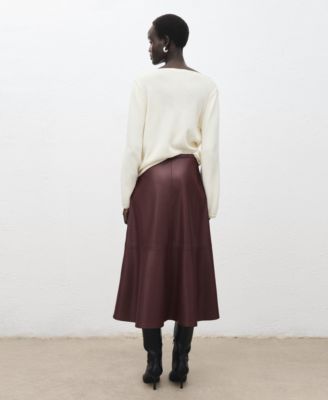 Women's Leather-Effect Midi Skirt