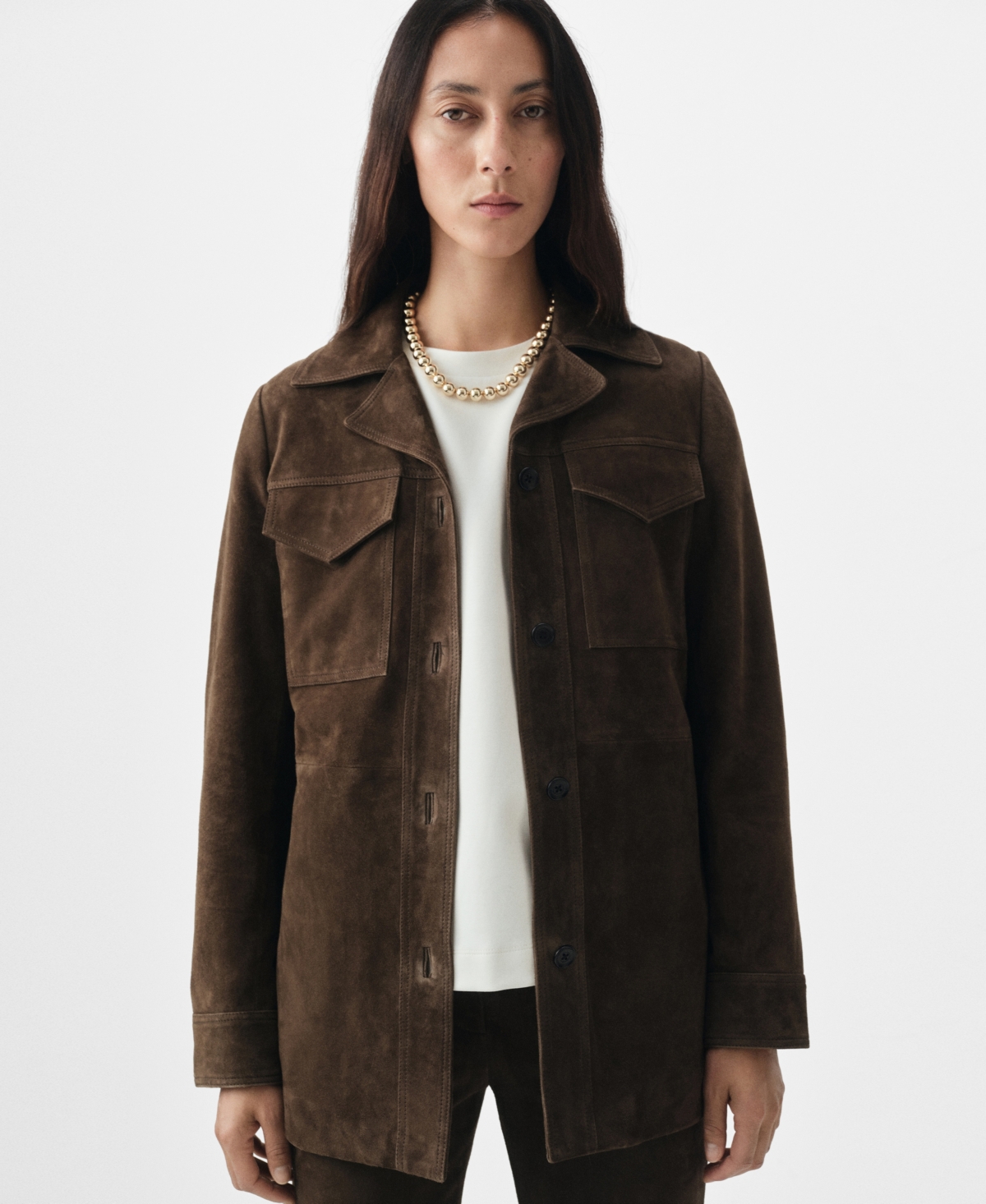 Mango Women's Suede Pockets Jacket In Brown