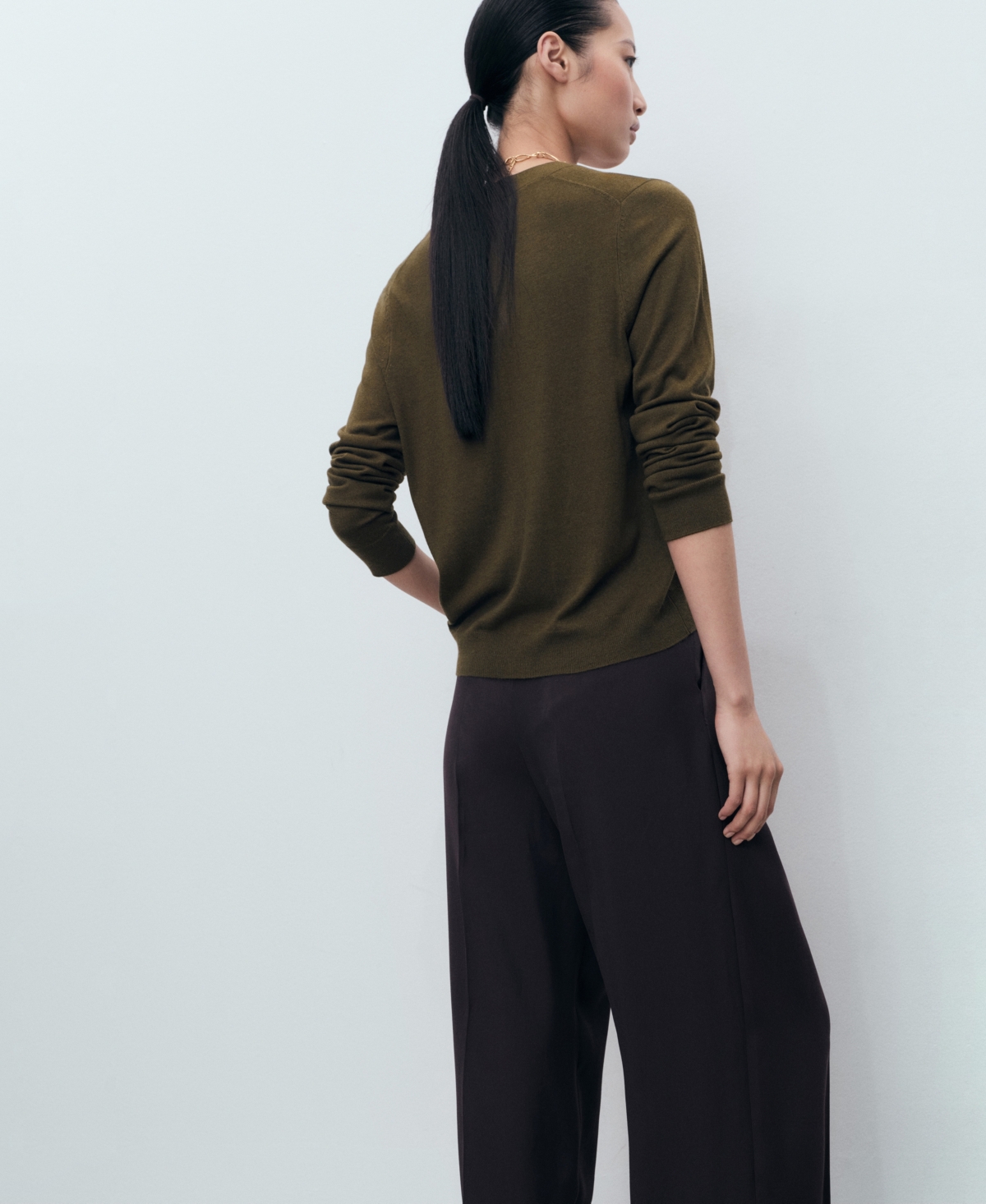 Mango V-neck Knit Cardigan In Brown