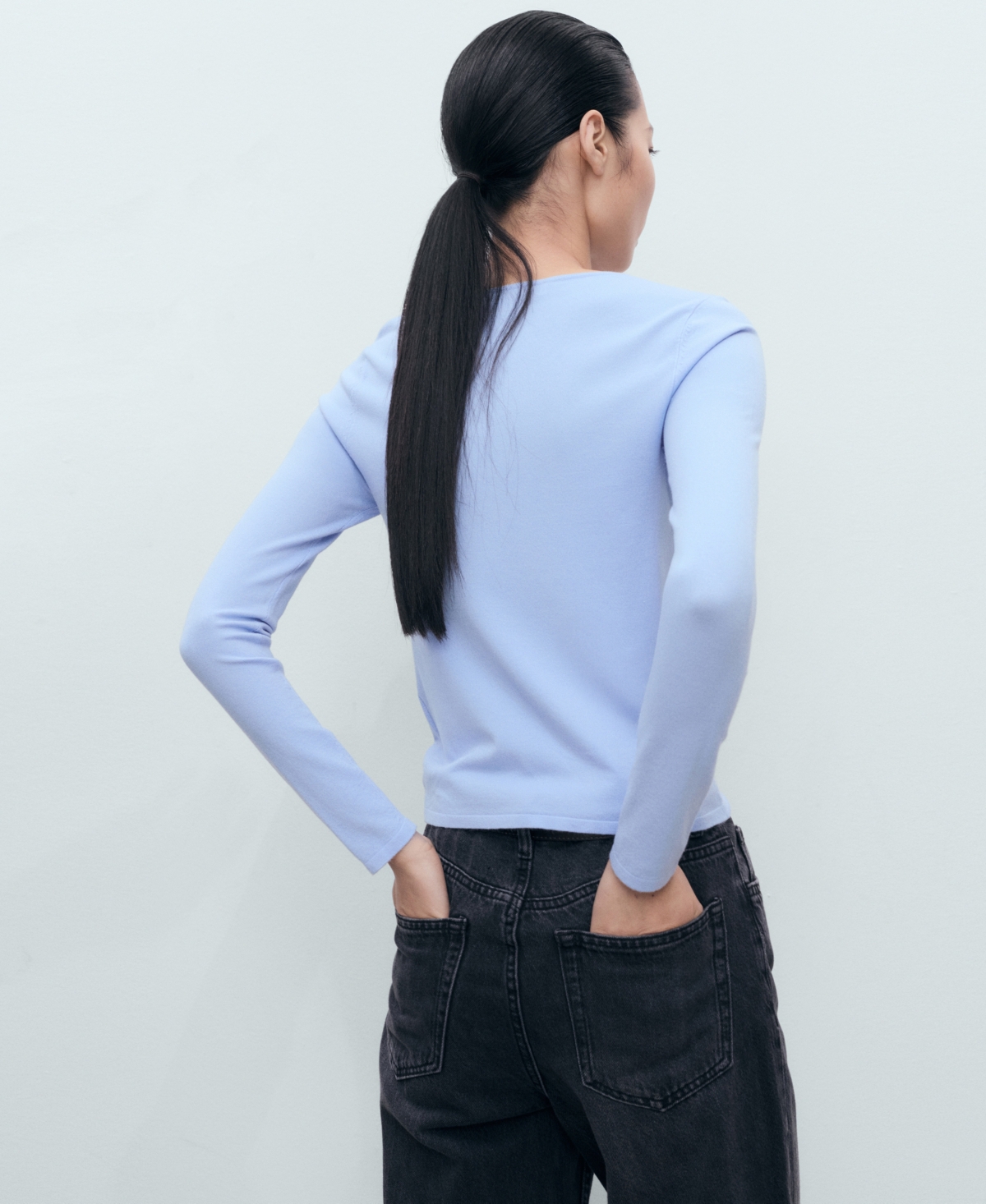 Mango Women's Long-sleeved Fine-knit Sweater In Blue