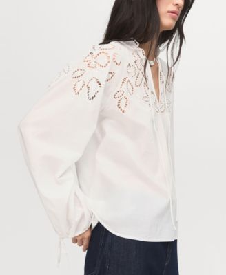 Women's Bows Detail Embroidered Blouse