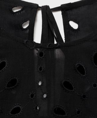 Women's Embroidered Eyelet Ruffles Blouse