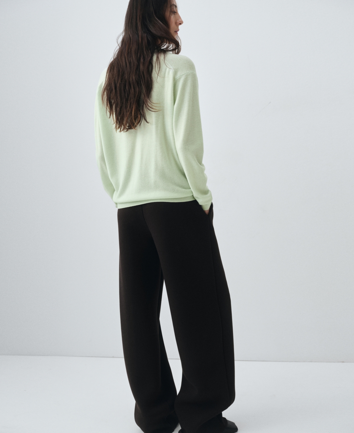 Mango Johnny Collar Wool Sweater In Green
