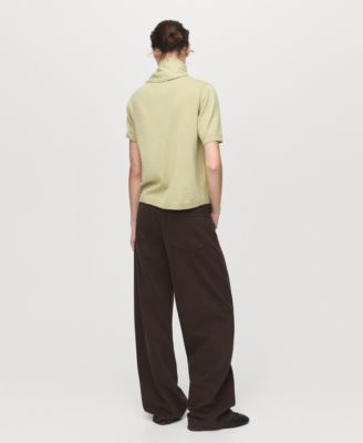 Women's Short Sleeve Scarf Sweater