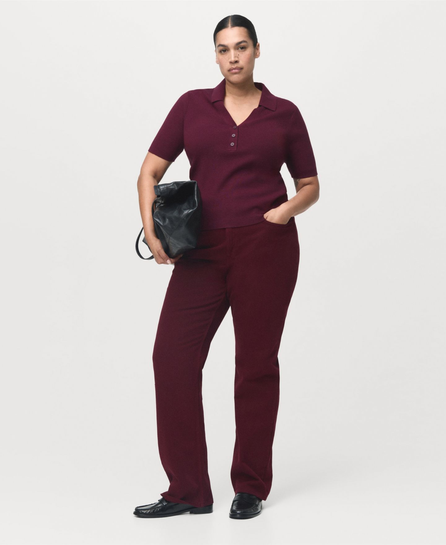 Женские джинсы Mango Matilda High-Rise Straight, цвет: Винный — фото 4