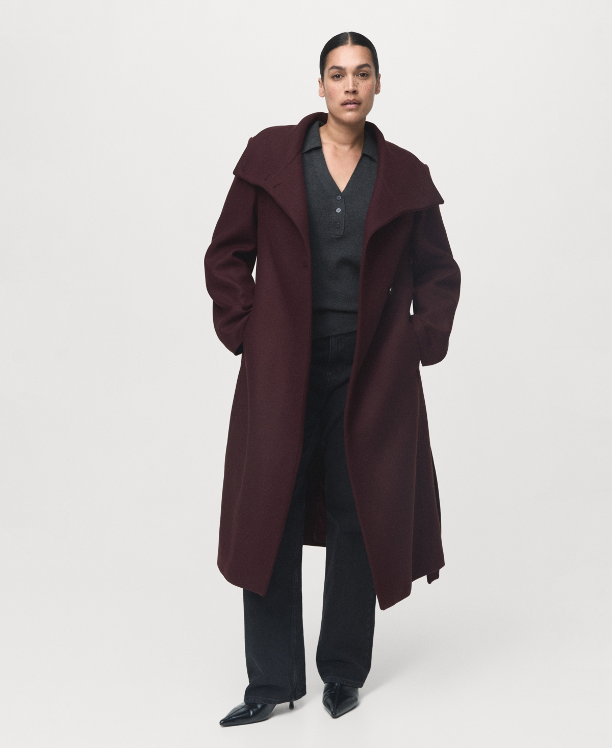 Mango Women's Virgin Wool Chimney Collar Coat