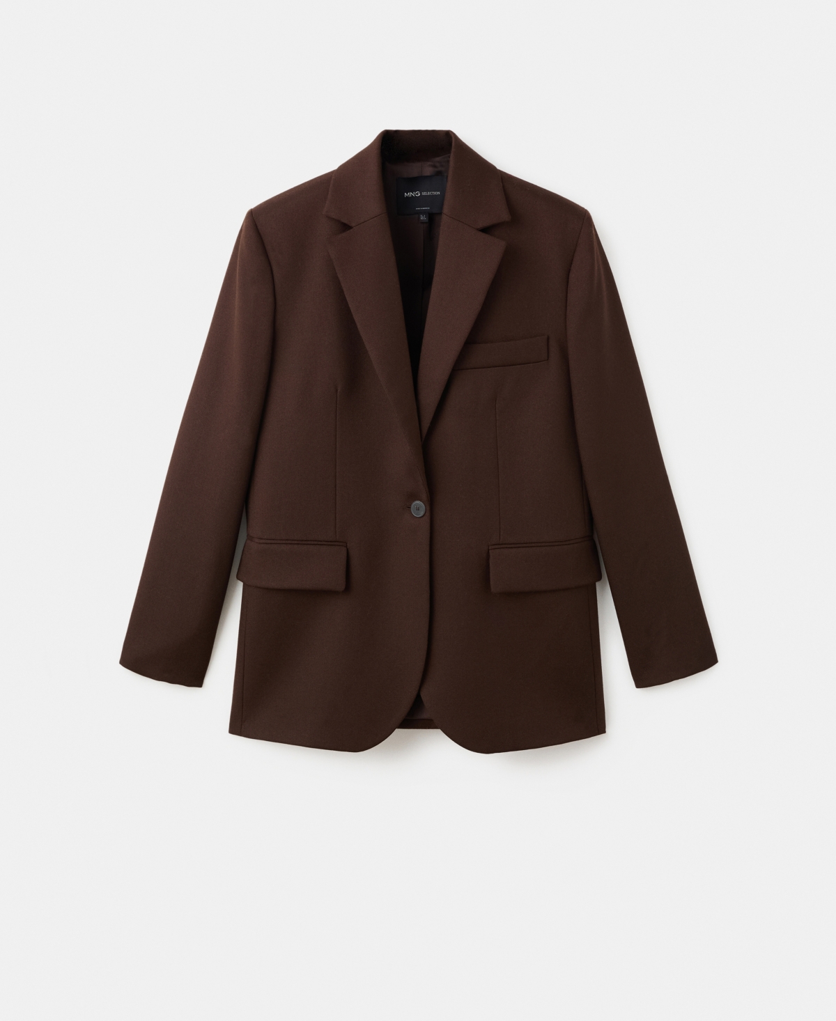 Mango Oversize Wool Blazer In Brown