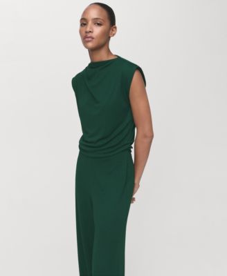 Women's Draped Neckline Straight-Fit Jumpsuit