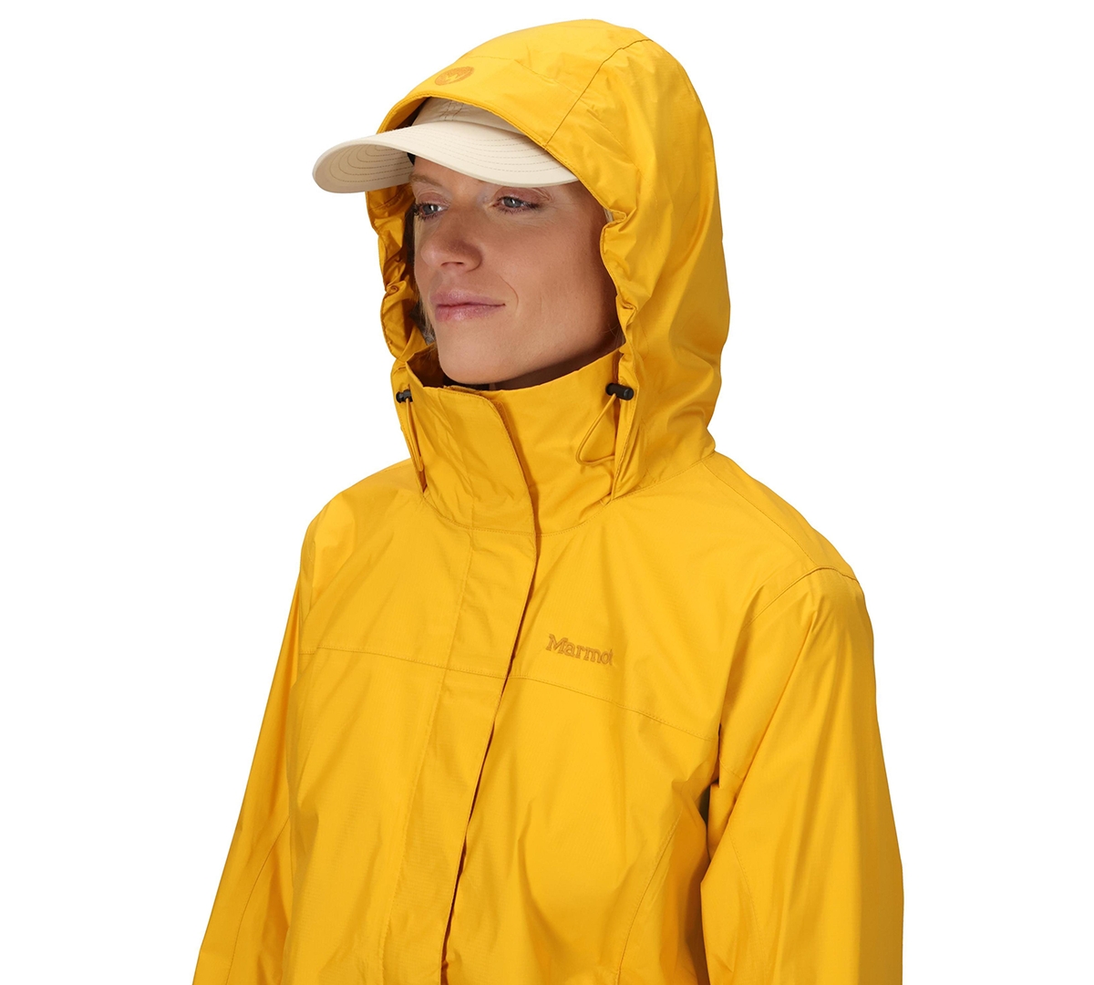 Marmot Women's Precip Eco Hooded Collar Jackets In Yellow