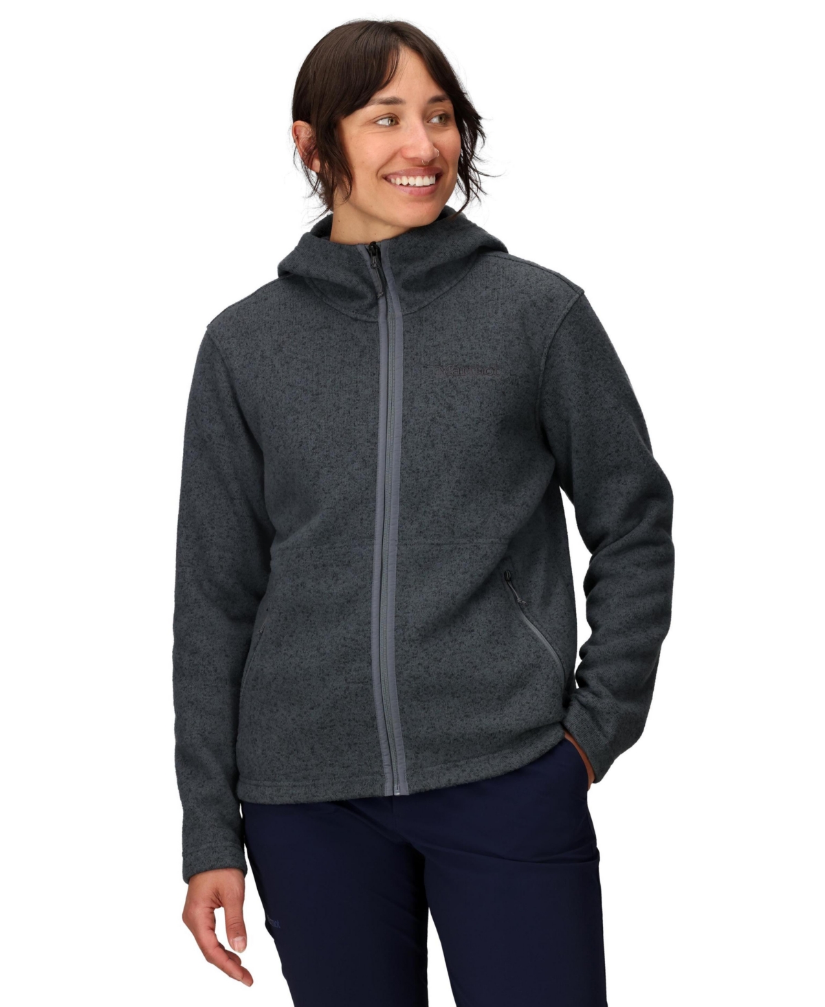 Marmot Women's Drop Line Full-zip Sweater Hoodie In Black