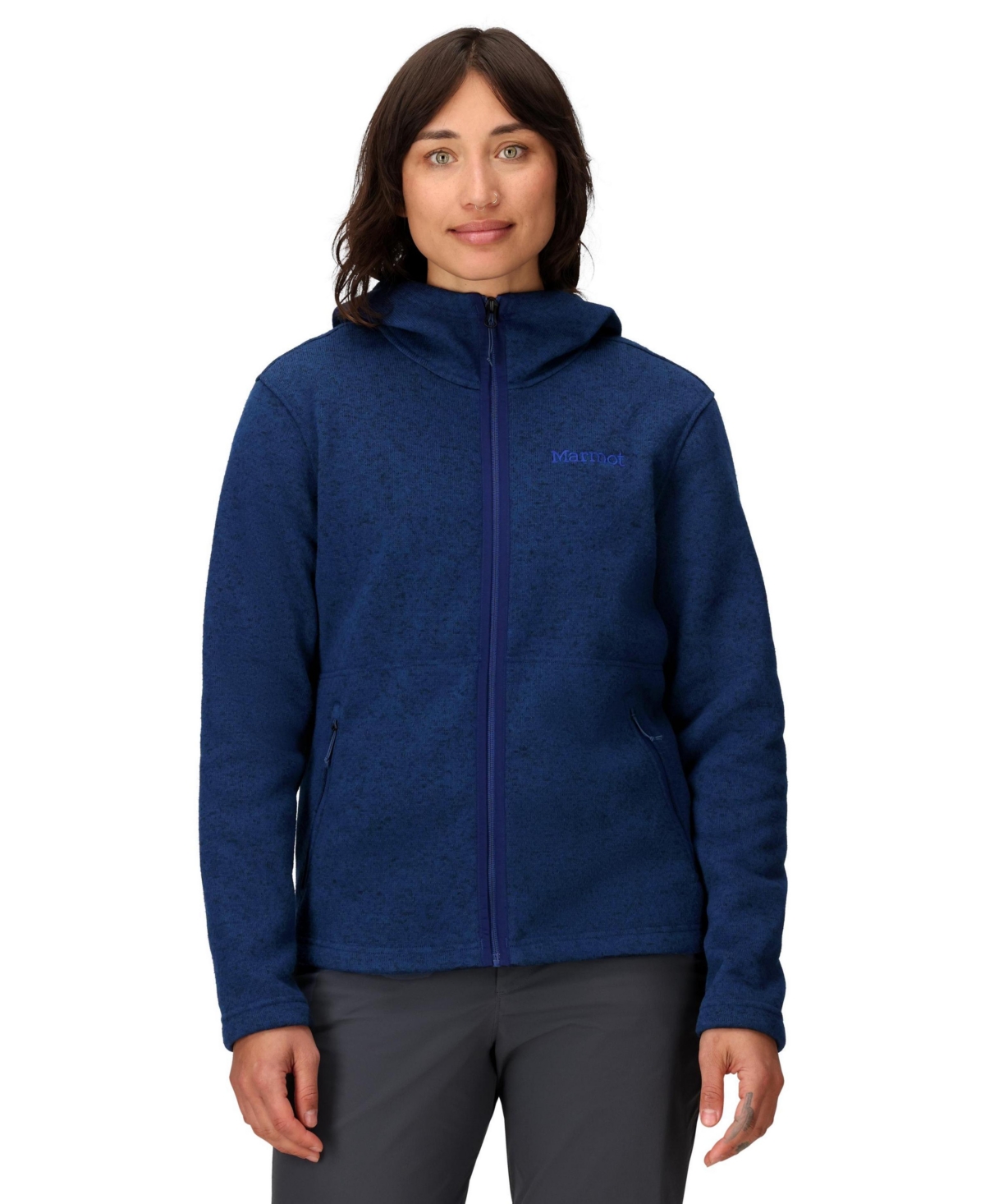 Marmot Women's Drop Line Full-zip Sweater Hoodie In Blue