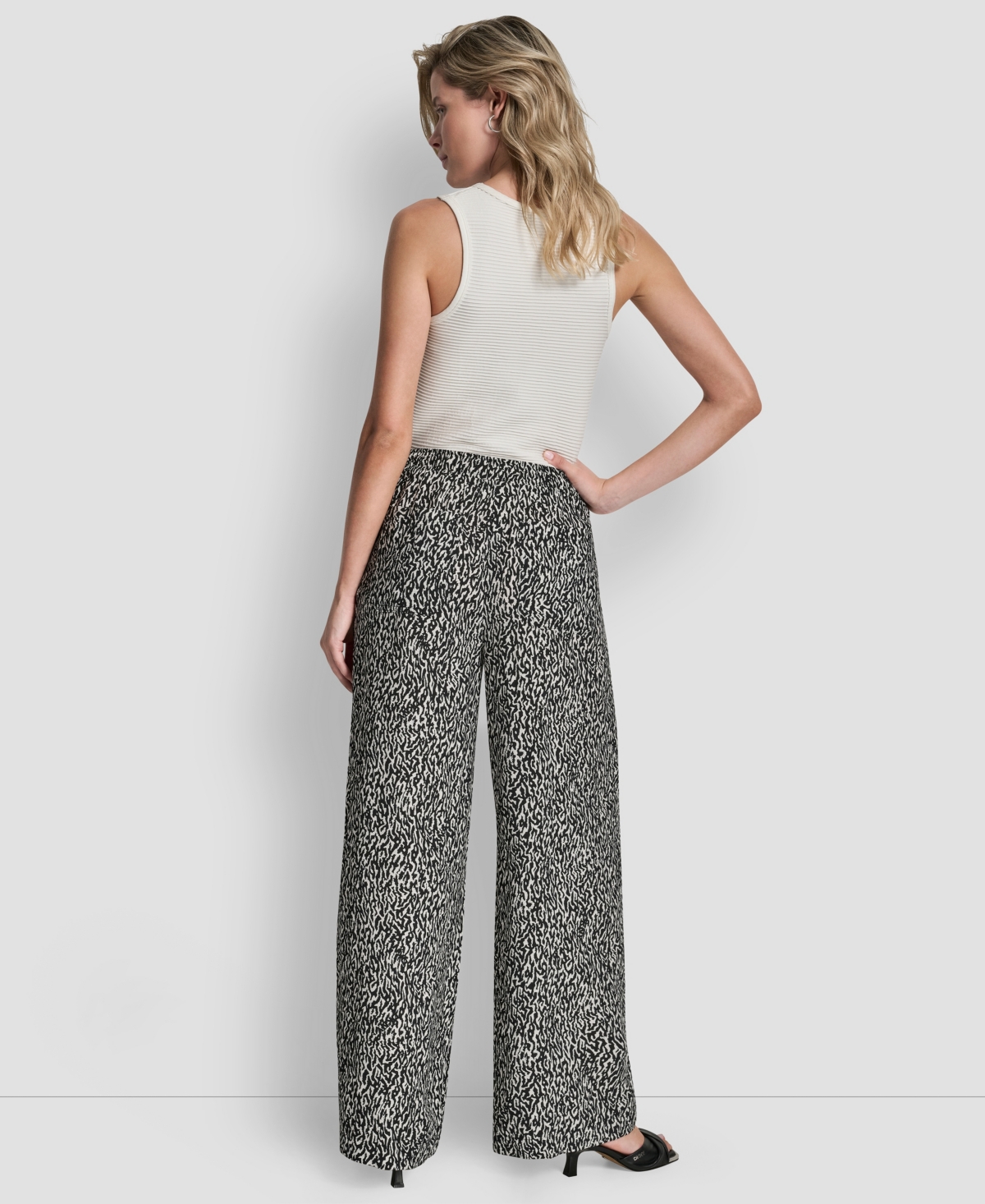 Dkny Women's Printed Straight Leg Pull-on Pants In Gray