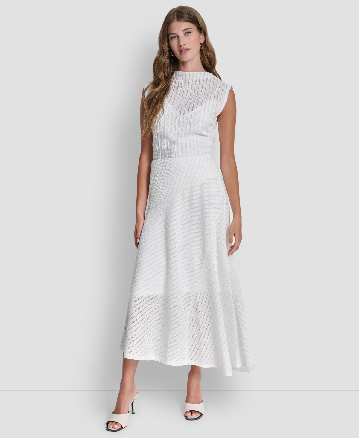 Dkny Women's Textured A-line Pull-on Skirt In White