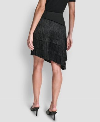 Women's High-Low Fringe Detail Skirt