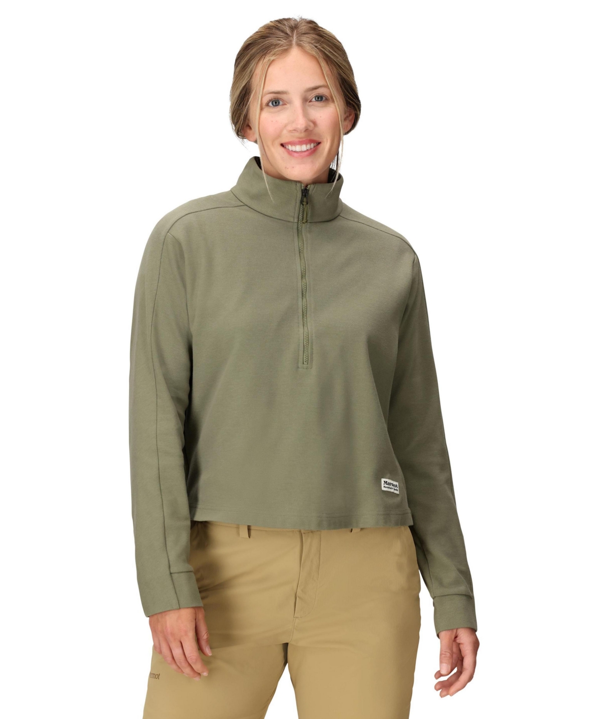 Marmot Women's Half-zip Long Sleeve Sweatshirt In Green