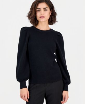 AK Anne Klein - Petite Puff-Sleeve Crewneck Sweater