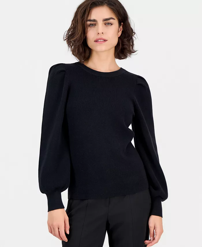 AK Anne Klein Petite Puff-Sleeve Crewneck Sweater - thumbnail 4